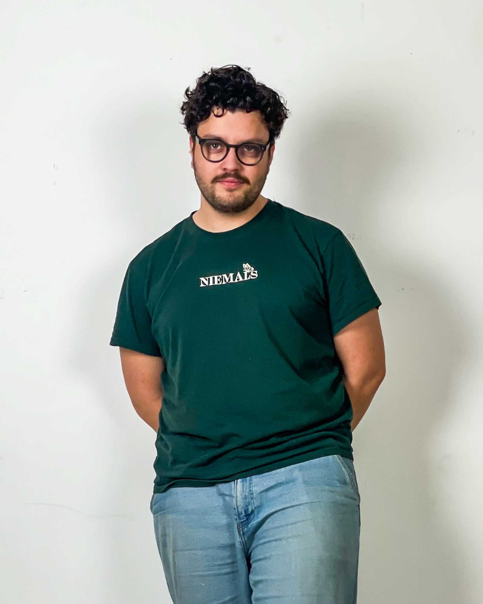 NIEMALS Heavy Oversized Tee | Bottlegreen mit Schmetterling