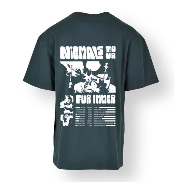 NIEMALS Heavy Oversized Tee | Bottlegreen mit Schmetterling
