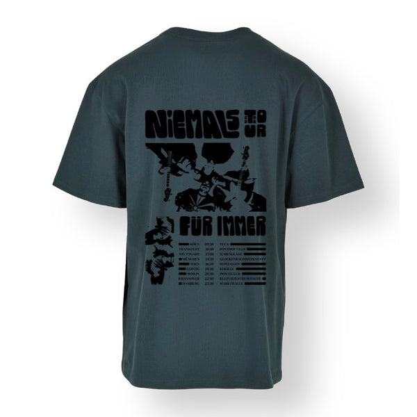 NIEMALS Heavy Oversized Tee | Bottlegreen mit Schmetterling