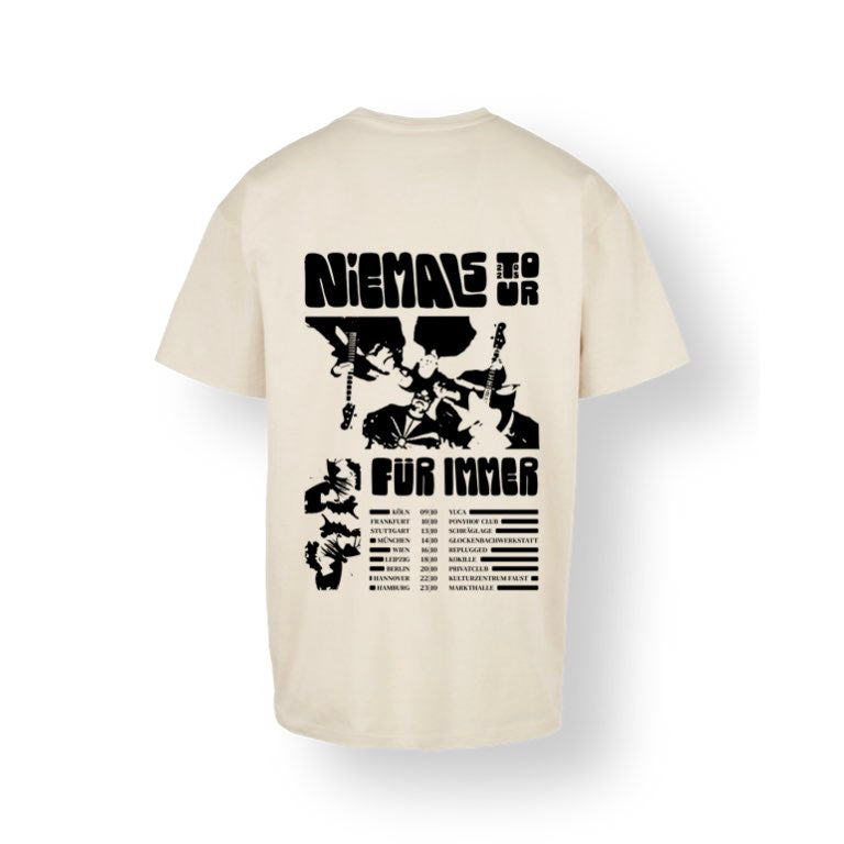NIEMALS Heavy Oversized Tee | Sand mit Schmetterling